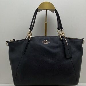 Coach Women's Midnight Pebble Leather Small Kelsey Satchel Bag Purse